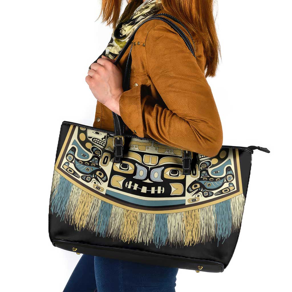 Canada Chilkat Pattern Leather Tote Bag Haida Spirit