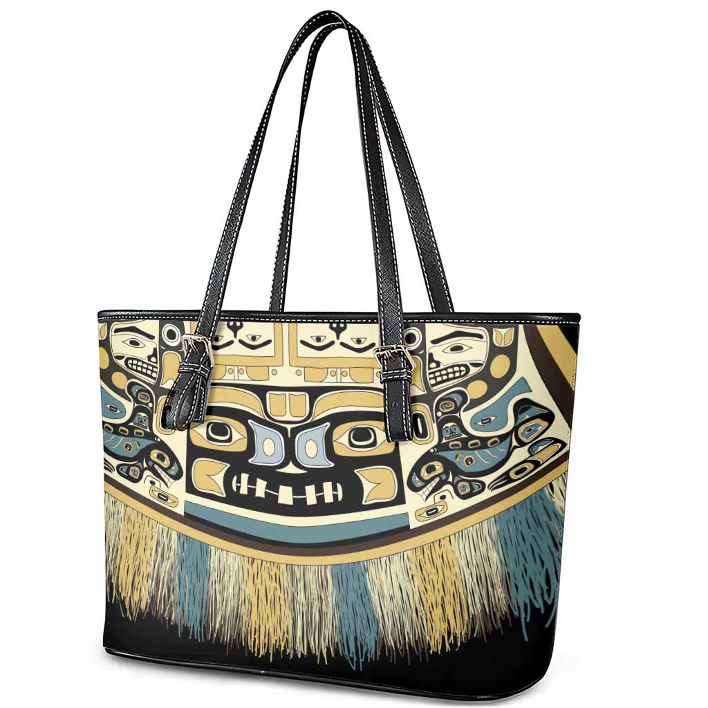 Canada Chilkat Pattern Leather Tote Bag Haida Spirit