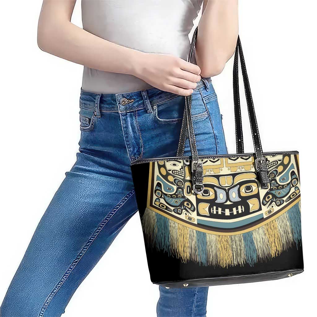 Canada Chilkat Pattern Leather Tote Bag Haida Spirit
