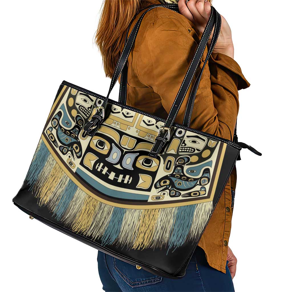 Canada Chilkat Pattern Leather Tote Bag Haida Spirit