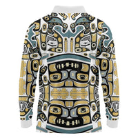 Canada Chilkat Pattern Long Sleeve Polo Shirt Haida Spirit