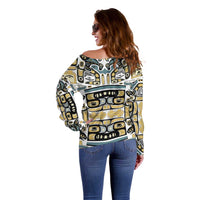 Canada Chilkat Pattern Off Shoulder Sweater Haida Spirit