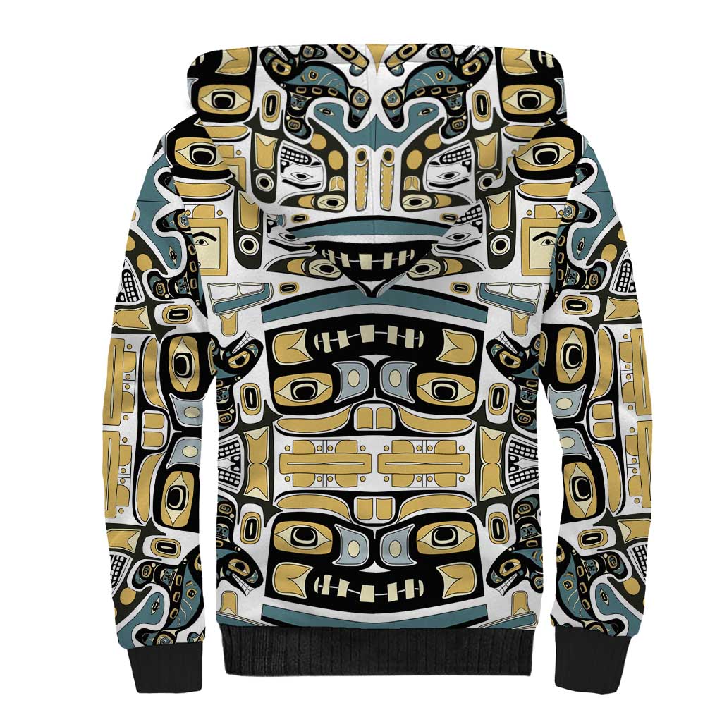 Canada Chilkat Pattern Sherpa Hoodie Haida Spirit