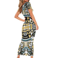 Canada Chilkat Pattern Short Sleeve Bodycon Dress Haida Spirit