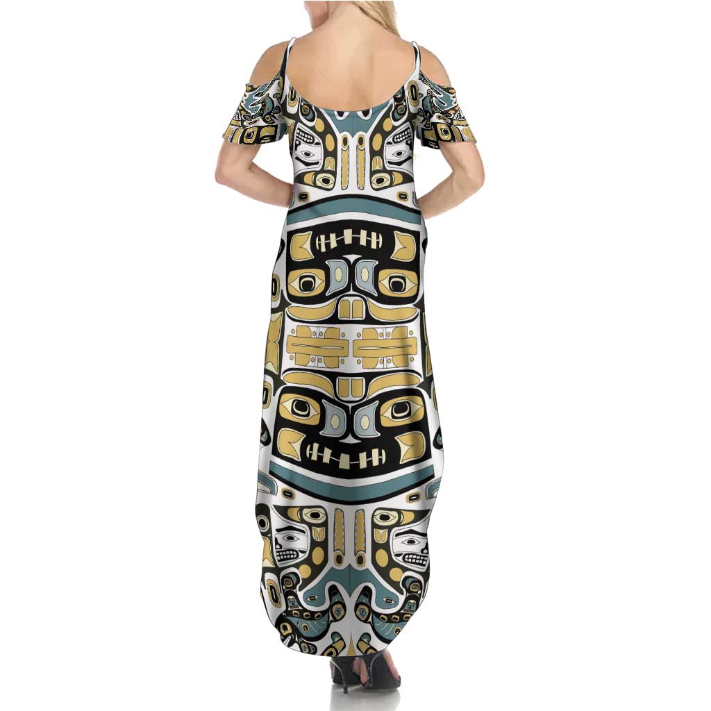 Canada Chilkat Pattern Summer Maxi Dress Haida Spirit