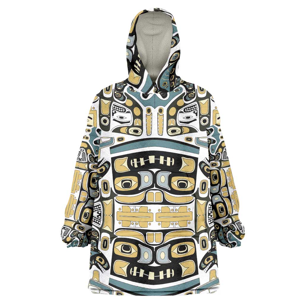 Canada Chilkat Pattern Wearable Blanket Hoodie Haida Spirit