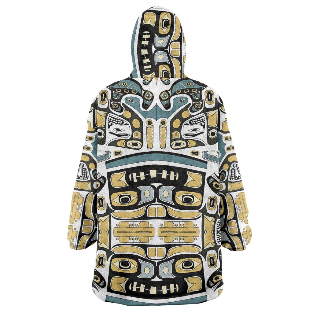 Canada Chilkat Pattern Wearable Blanket Hoodie Haida Spirit