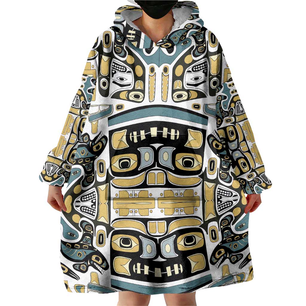 Canada Chilkat Pattern Wearable Blanket Hoodie Haida Spirit