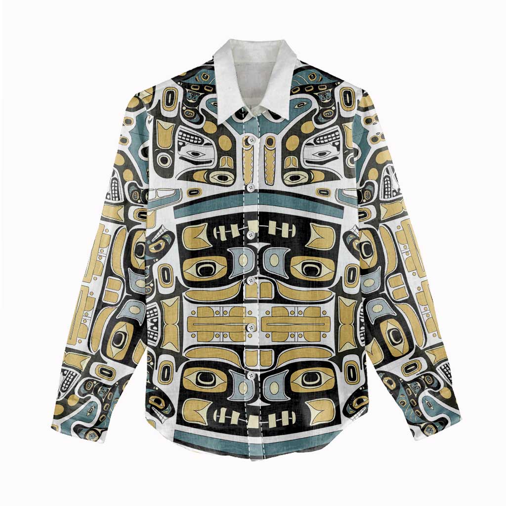 Canada Chilkat Pattern Women Casual Shirt Haida Spirit