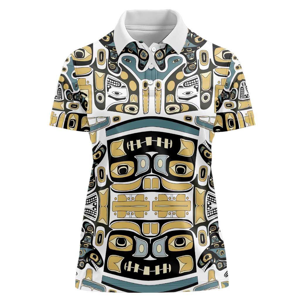 Canada Chilkat Pattern Women Polo Shirt Haida Spirit