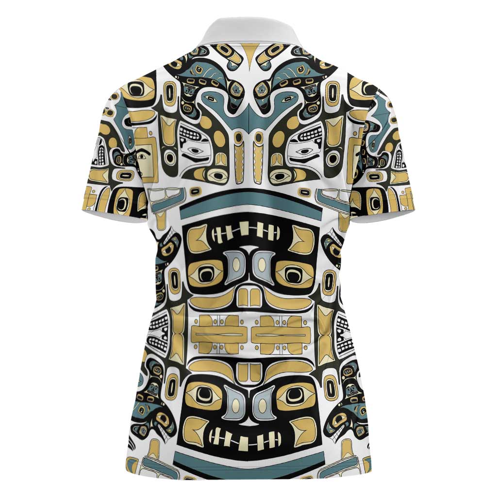 Canada Chilkat Pattern Women Polo Shirt Haida Spirit