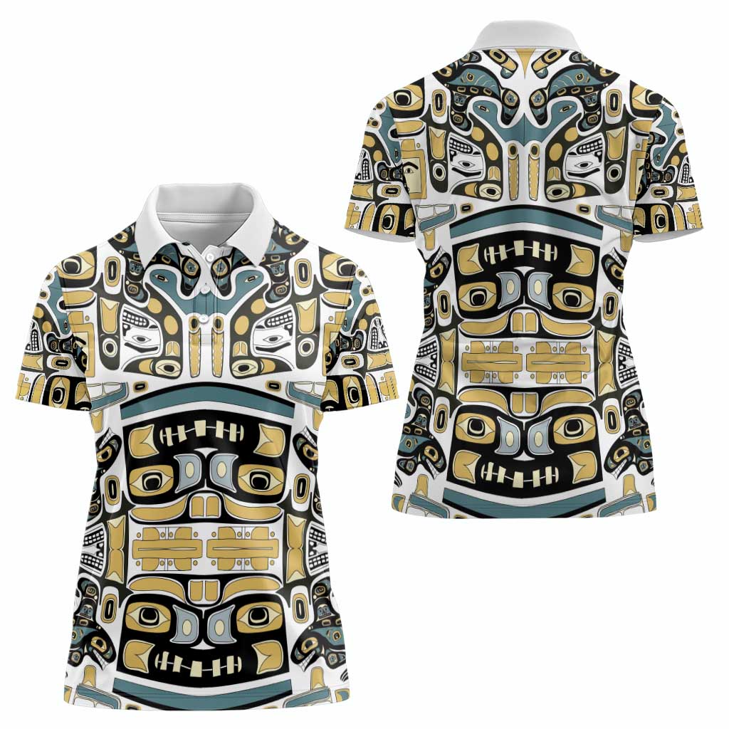 Canada Chilkat Pattern Women Polo Shirt Haida Spirit