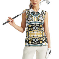 Canada Chilkat Pattern Women Sleeveless Polo Shirt Haida Spirit