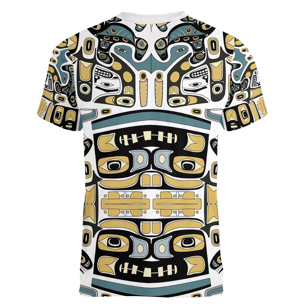 Canada Chilkat Pattern Women V-Neck T-Shirt Haida Spirit