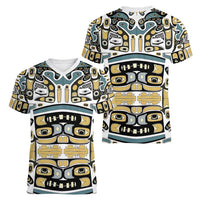 Canada Chilkat Pattern Women V-Neck T-Shirt Haida Spirit