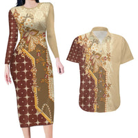 Mughal Empire Motif Unique Couples Matching Long Sleeve Bodycon Dress and Hawaiian Shirt