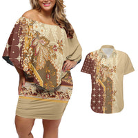 Mughal Empire Motif Unique Couples Matching Off Shoulder Short Dress and Hawaiian Shirt