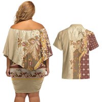 Mughal Empire Motif Unique Couples Matching Off Shoulder Short Dress and Hawaiian Shirt