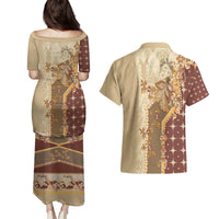 Mughal Empire Motif Unique Couples Matching Puletasi and Hawaiian Shirt
