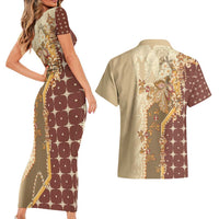 Mughal Empire Motif Unique Couples Matching Short Sleeve Bodycon Dress and Hawaiian Shirt