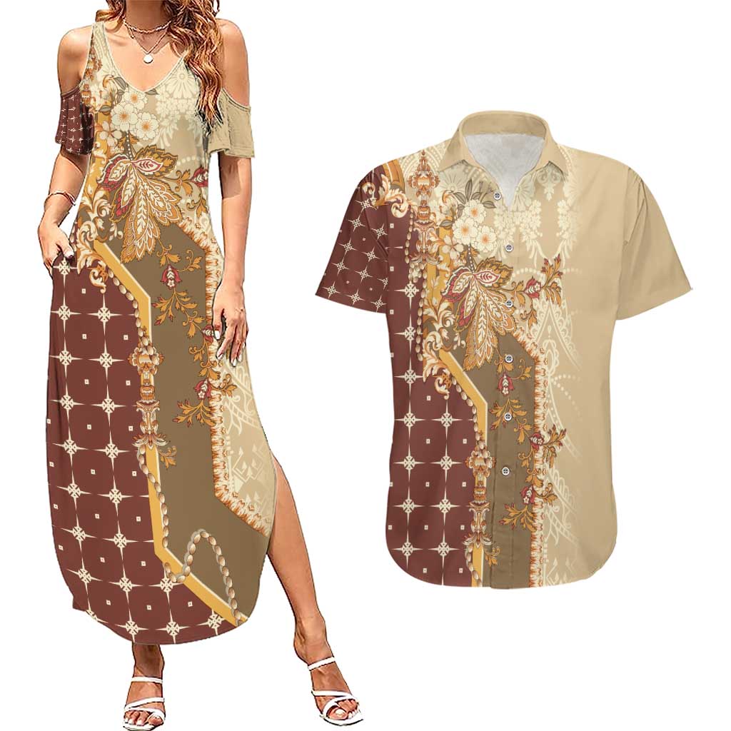 Mughal Empire Motif Unique Couples Matching Summer Maxi Dress and Hawaiian Shirt