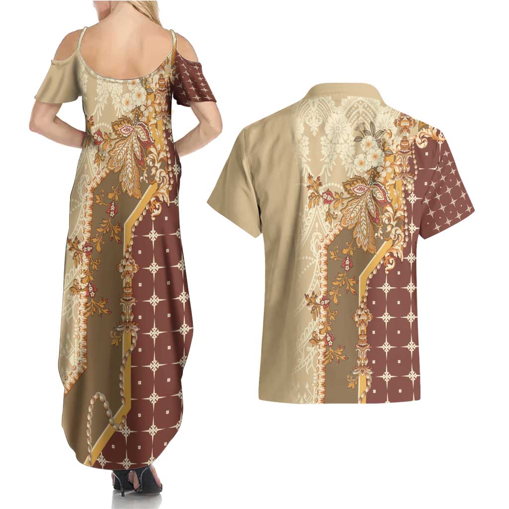 Mughal Empire Motif Unique Couples Matching Summer Maxi Dress and Hawaiian Shirt