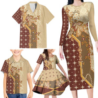 Mughal Empire Motif Unique Family Matching Long Sleeve Bodycon Dress and Hawaiian Shirt