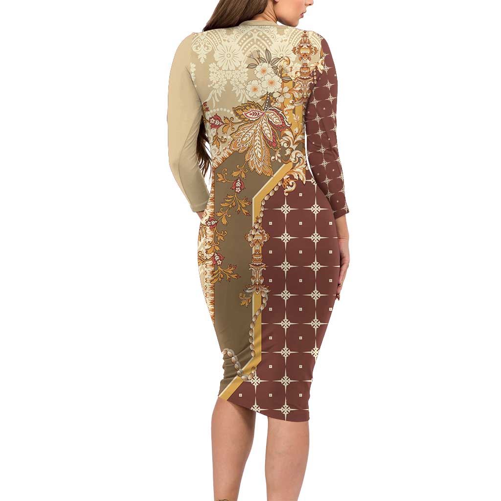 Mughal Empire Motif Unique Family Matching Long Sleeve Bodycon Dress and Hawaiian Shirt