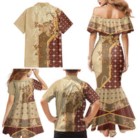 Mughal Empire Motif Unique Family Matching Mermaid Dress and Hawaiian Shirt