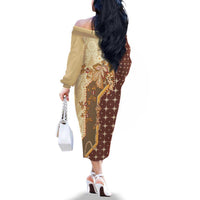 Mughal Empire Motif Unique Family Matching Off The Shoulder Long Sleeve Dress and Hawaiian Shirt