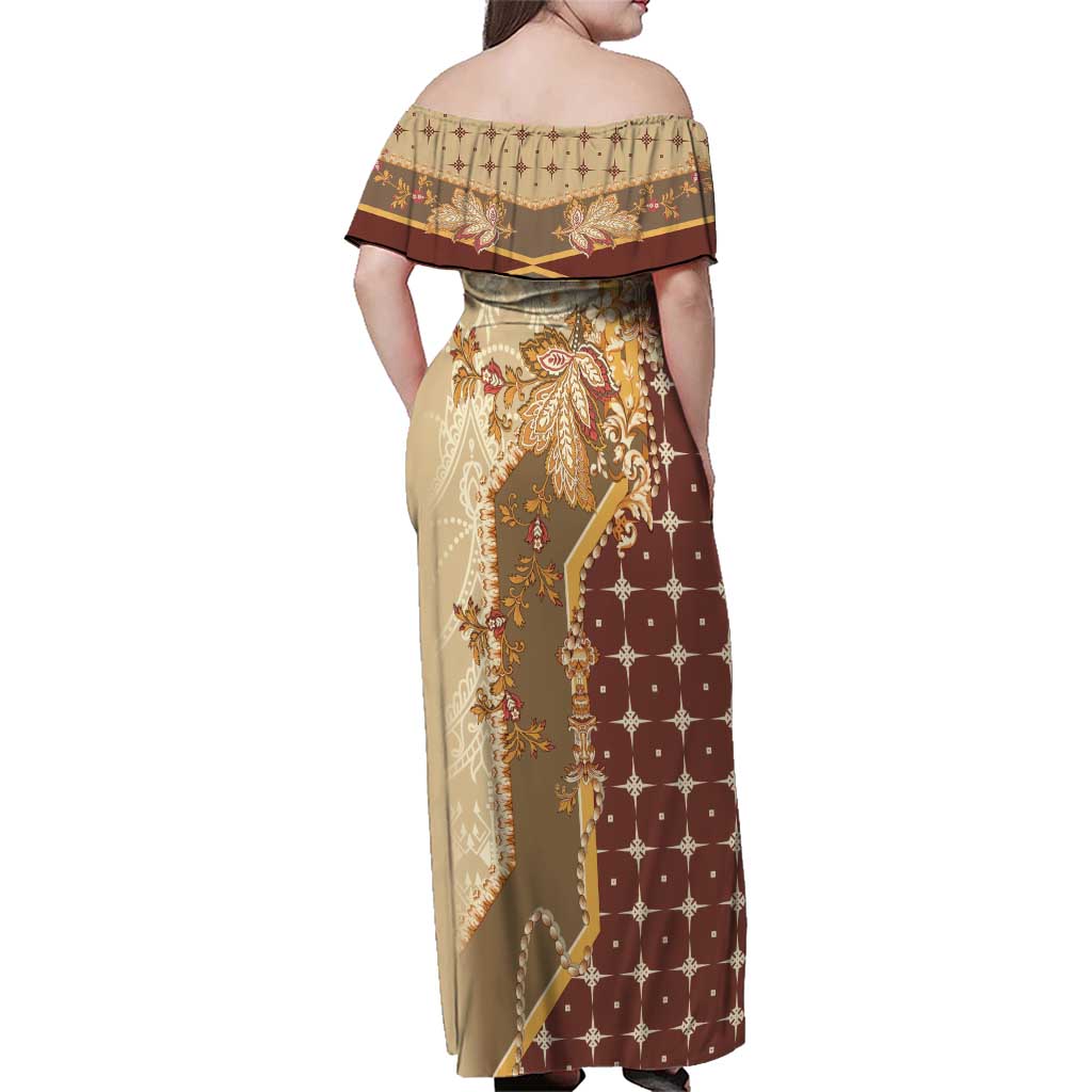 Mughal Empire Motif Unique Family Matching Off Shoulder Maxi Dress and Hawaiian Shirt