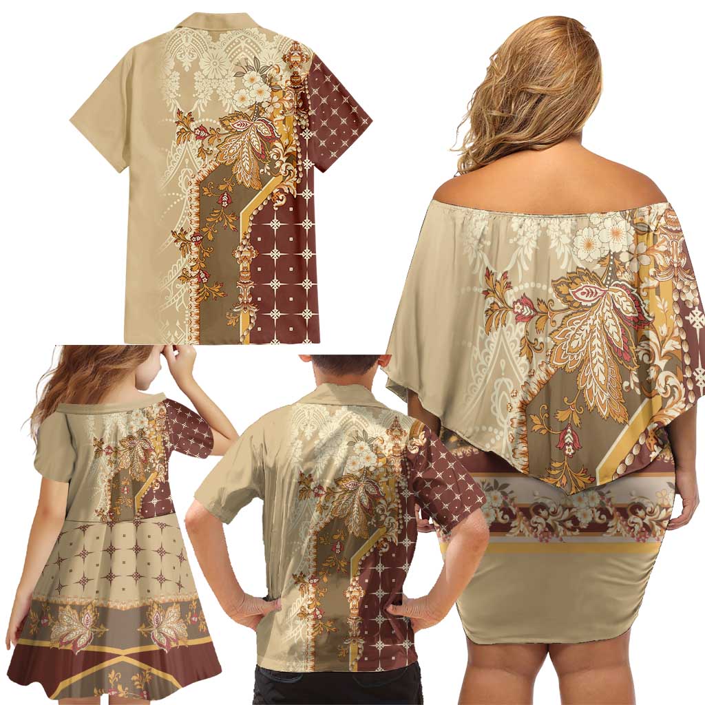 Mughal Empire Motif Unique Family Matching Off Shoulder Short Dress and Hawaiian Shirt