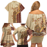 Mughal Empire Motif Unique Family Matching Off Shoulder Short Dress and Hawaiian Shirt
