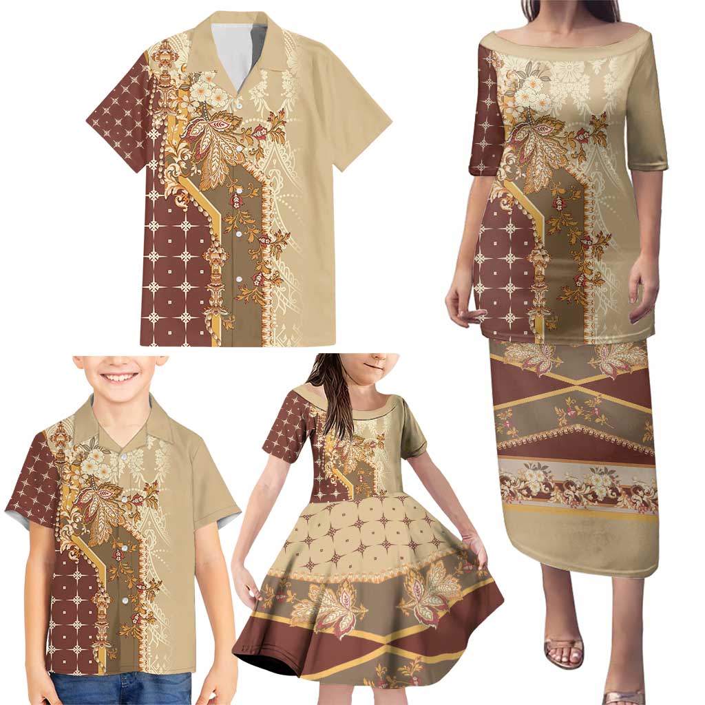 Mughal Empire Motif Unique Family Matching Puletasi and Hawaiian Shirt
