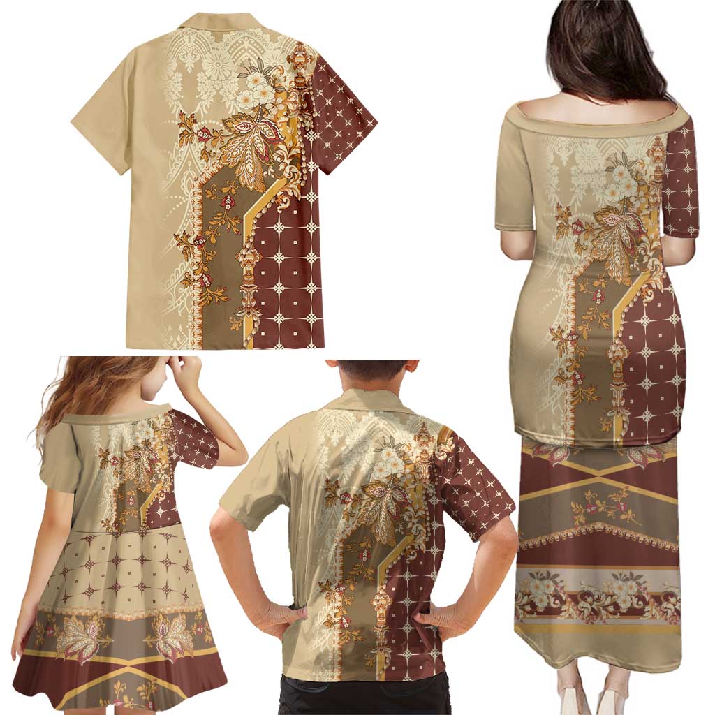 Mughal Empire Motif Unique Family Matching Puletasi and Hawaiian Shirt