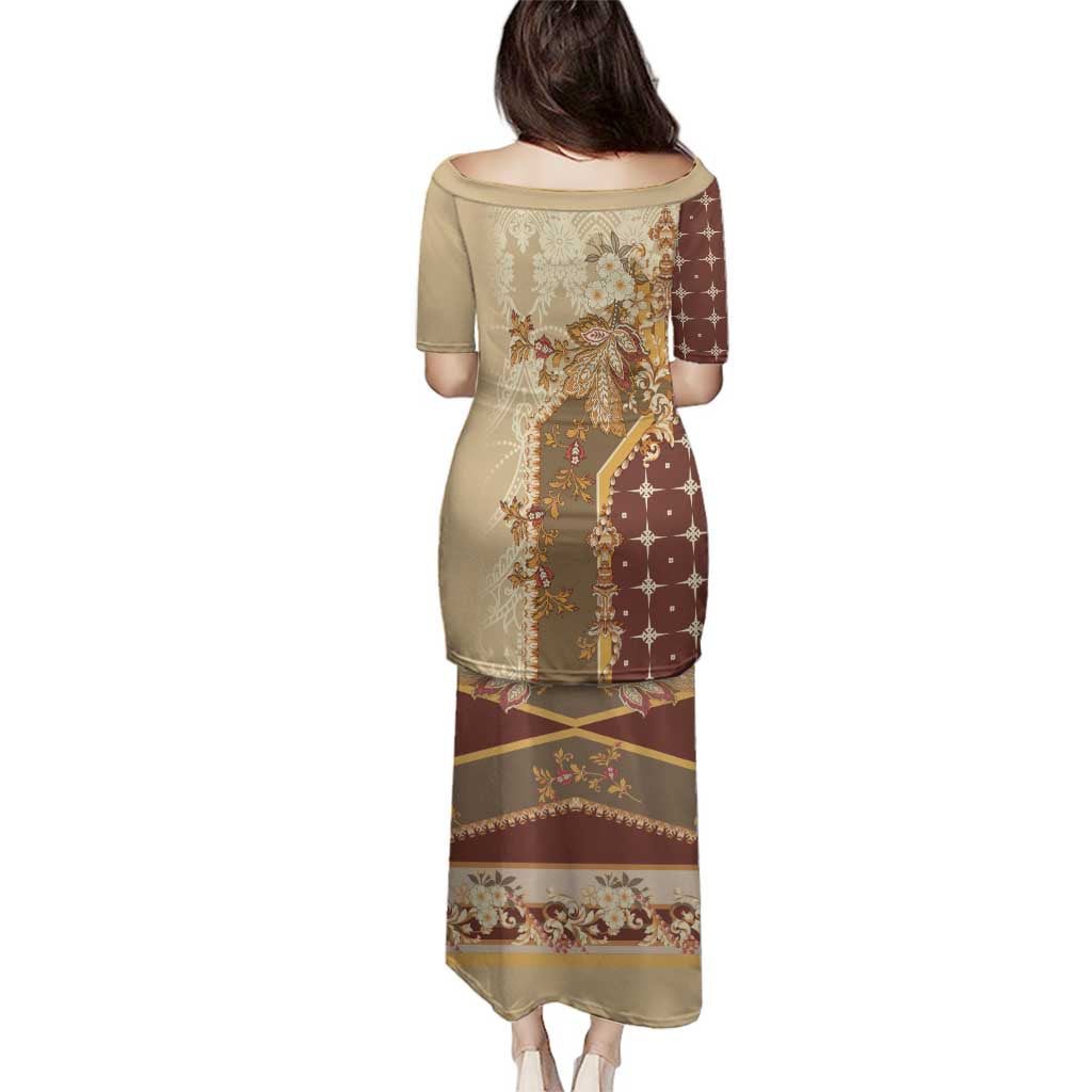 Mughal Empire Motif Unique Family Matching Puletasi and Hawaiian Shirt