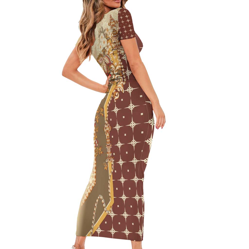Mughal Empire Motif Unique Family Matching Short Sleeve Bodycon Dress and Hawaiian Shirt