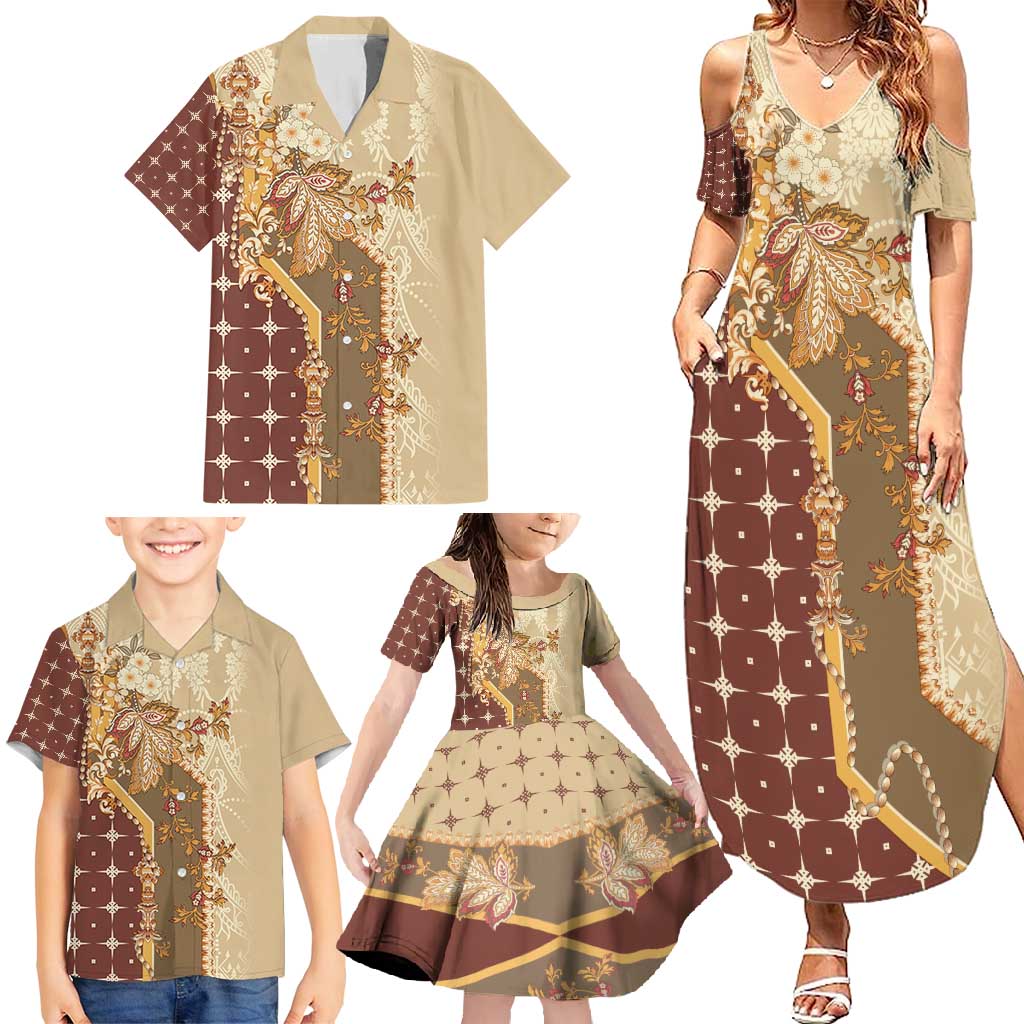 Mughal Empire Motif Unique Family Matching Summer Maxi Dress and Hawaiian Shirt