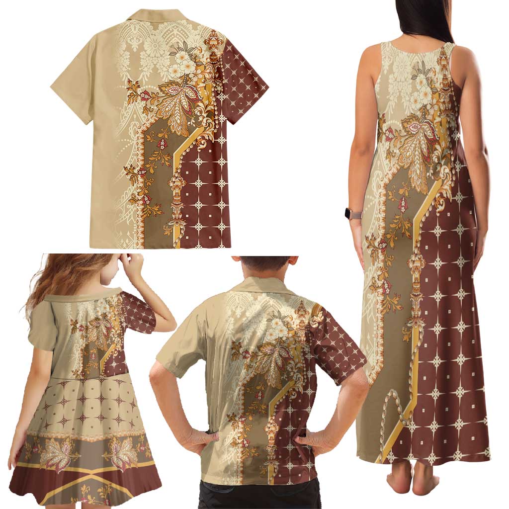 Mughal Empire Motif Unique Family Matching Tank Maxi Dress and Hawaiian Shirt