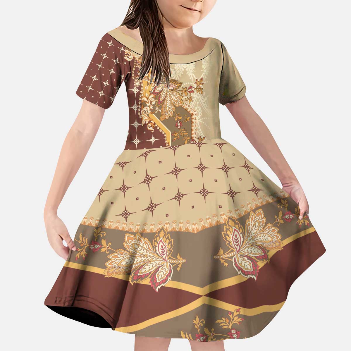 Mughal Empire Motif Unique Kid Short Sleeve Dress