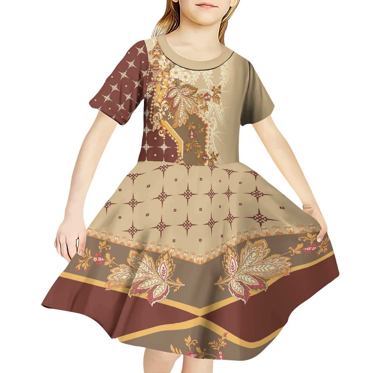 Mughal Empire Motif Unique Kid Short Sleeve Dress