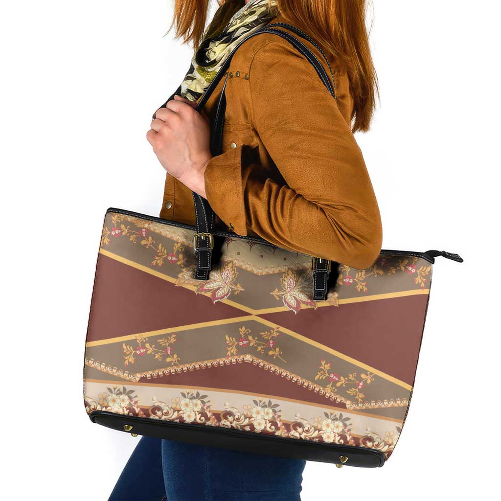 Mughal Empire Motif Unique Leather Tote Bag