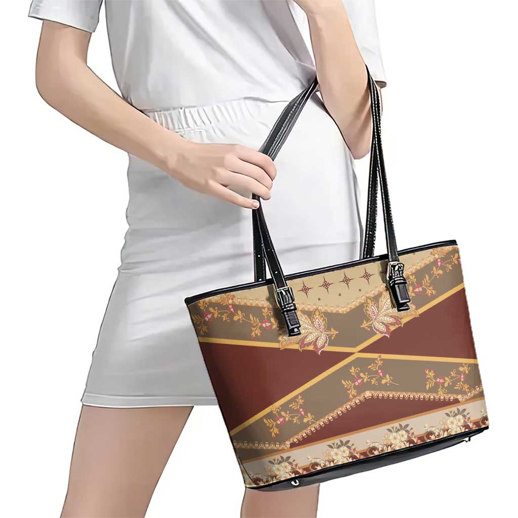 Mughal Empire Motif Unique Leather Tote Bag