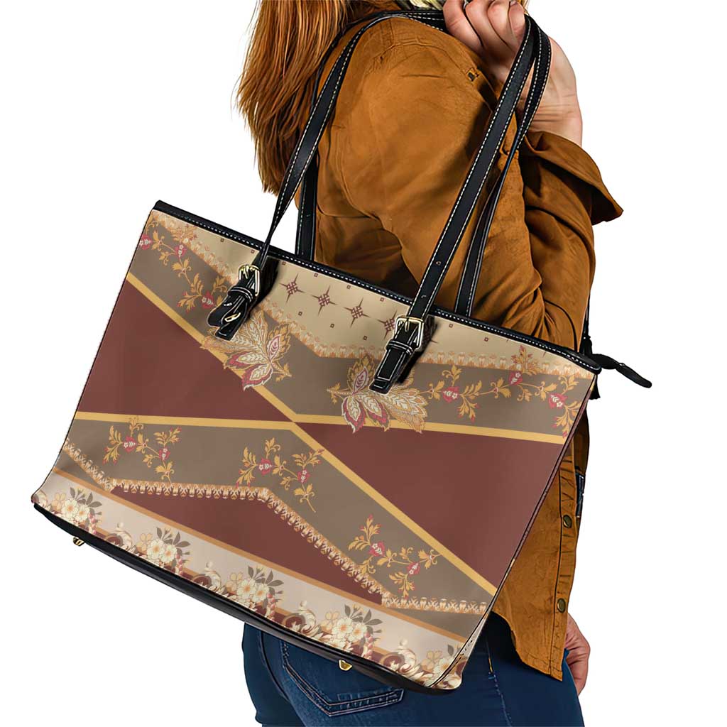 Mughal Empire Motif Unique Leather Tote Bag