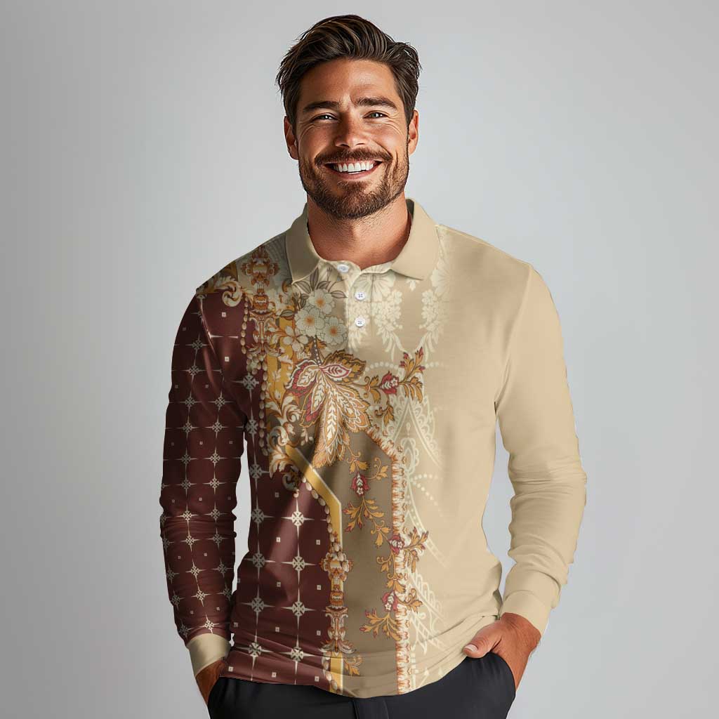 Mughal Empire Motif Unique Long Sleeve Polo Shirt