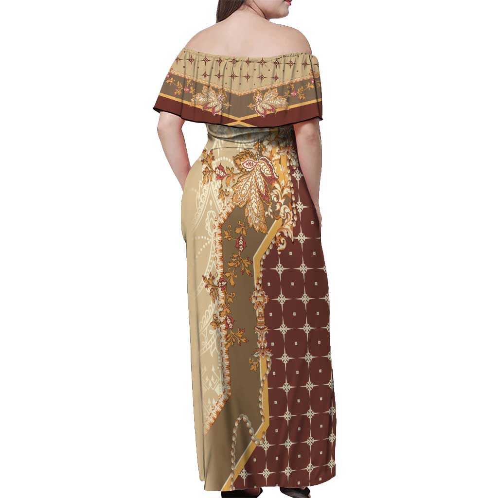 Mughal Empire Motif Unique Off Shoulder Maxi Dress