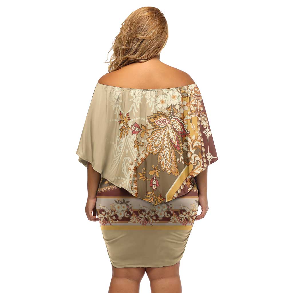 Mughal Empire Motif Unique Off Shoulder Short Dress