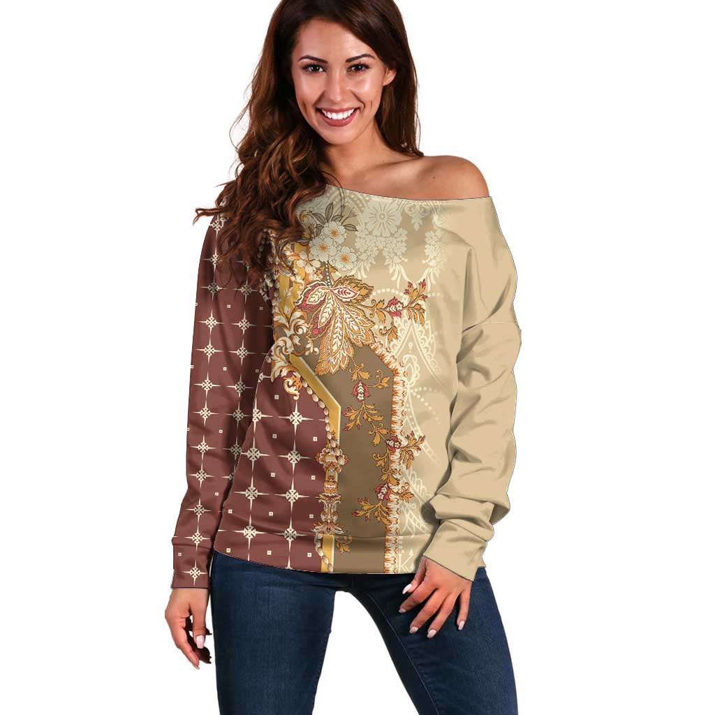 Mughal Empire Motif Unique Off Shoulder Sweater
