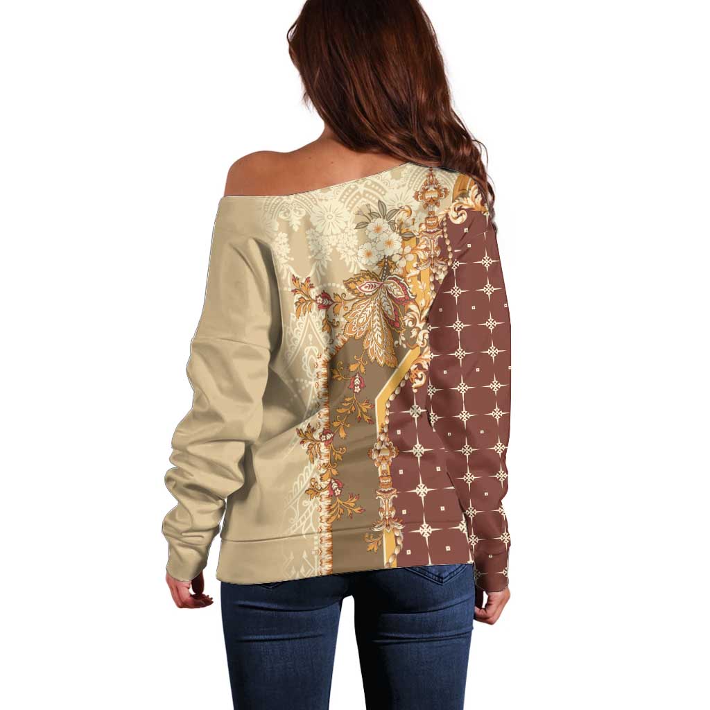 Mughal Empire Motif Unique Off Shoulder Sweater