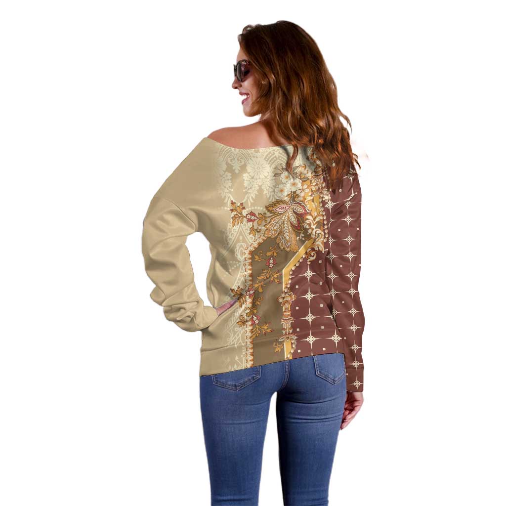 Mughal Empire Motif Unique Off Shoulder Sweater